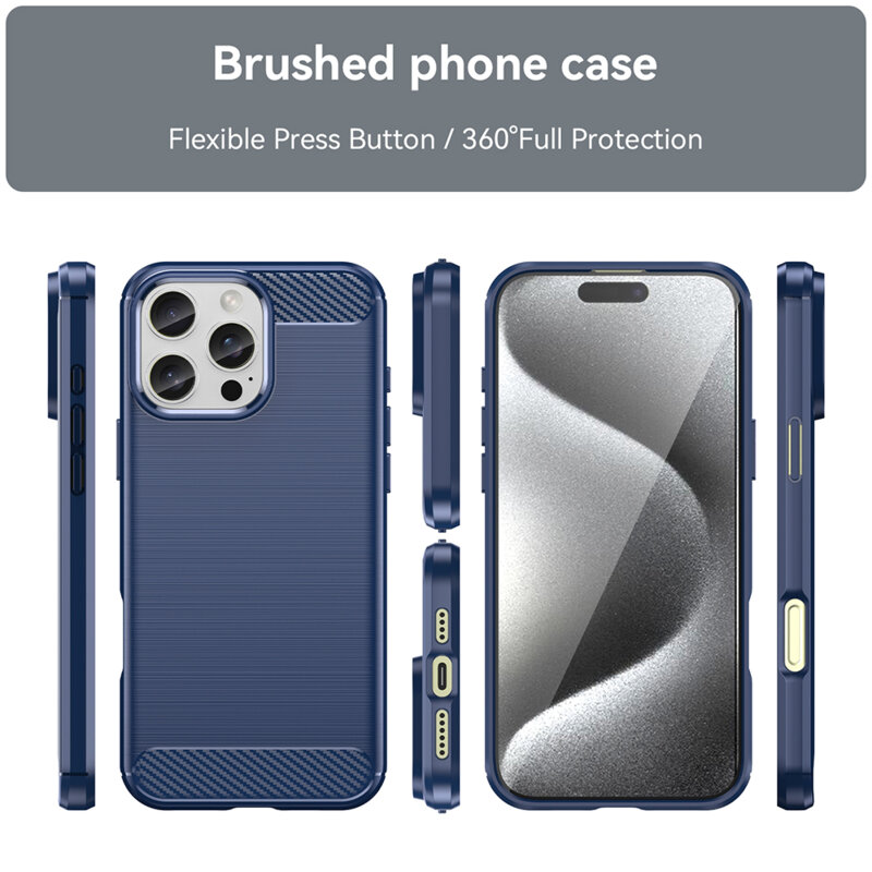 Husa iPhone 16 Pro Techsuit Carbon Silicone, albastru