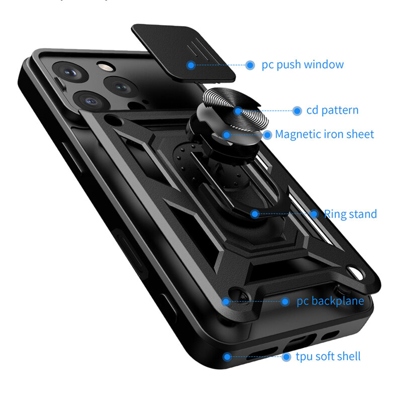 Husa iPhone 16 Pro protectie camera Techsuit CamShield Series, negru