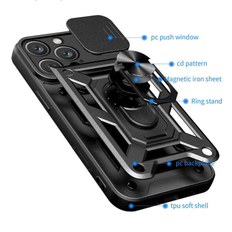 Husa iPhone 16 Pro Max protectie camera Techsuit CamShield Series, negru