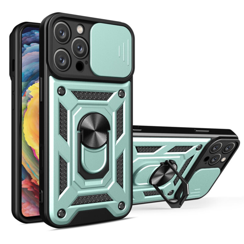 Husa iPhone 16 Pro Max protectie camera Techsuit CamShield Series, verde