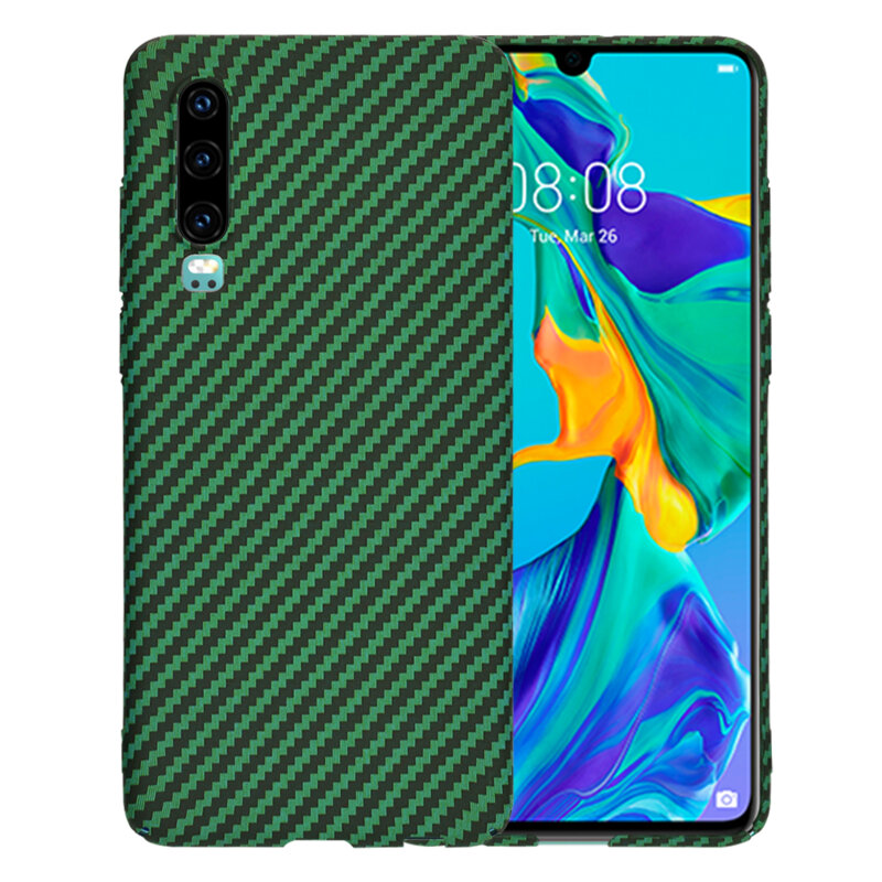 Husa Huawei P30 Techsuit Carbonite FiberShell, verde