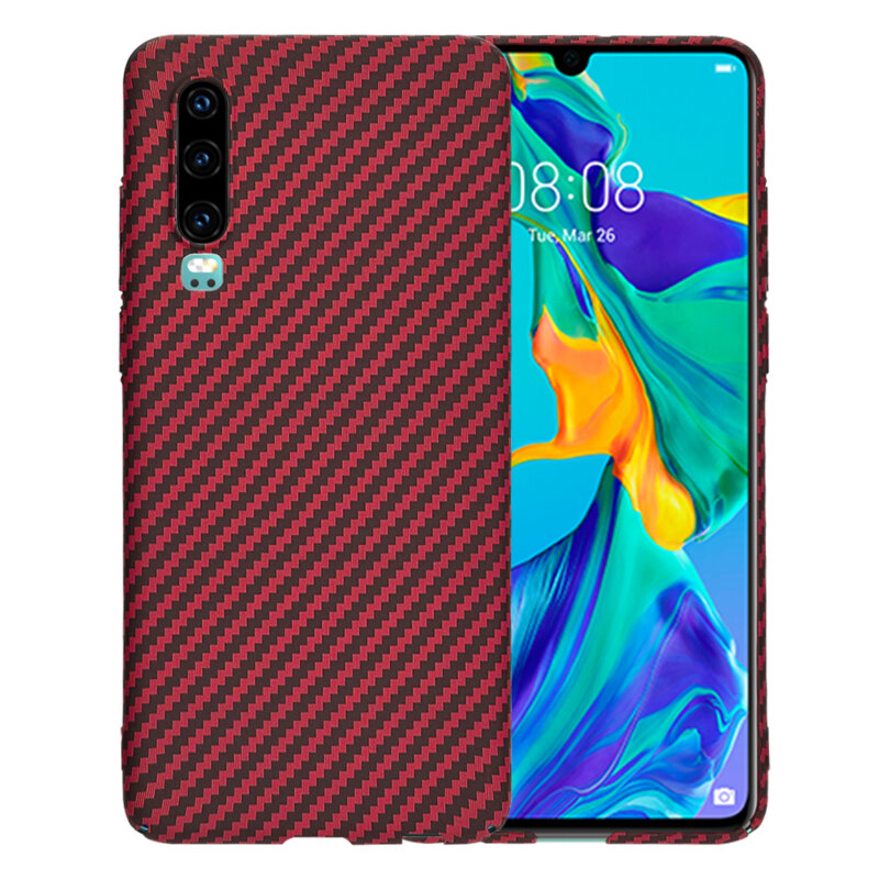 Husa Huawei P30 Techsuit Carbonite FiberShell, rosu