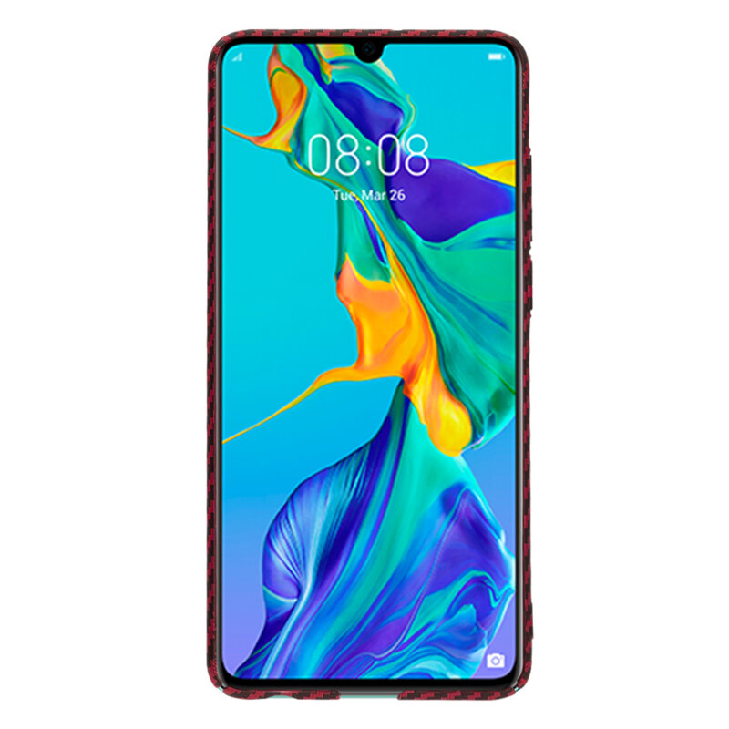 Husa Huawei P30 Techsuit Carbonite FiberShell, rosu