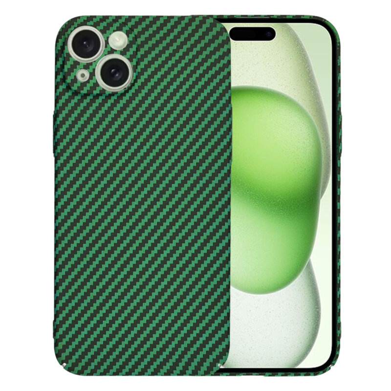 Husa iPhone 15 Plus Techsuit Carbonite FiberShell, verde