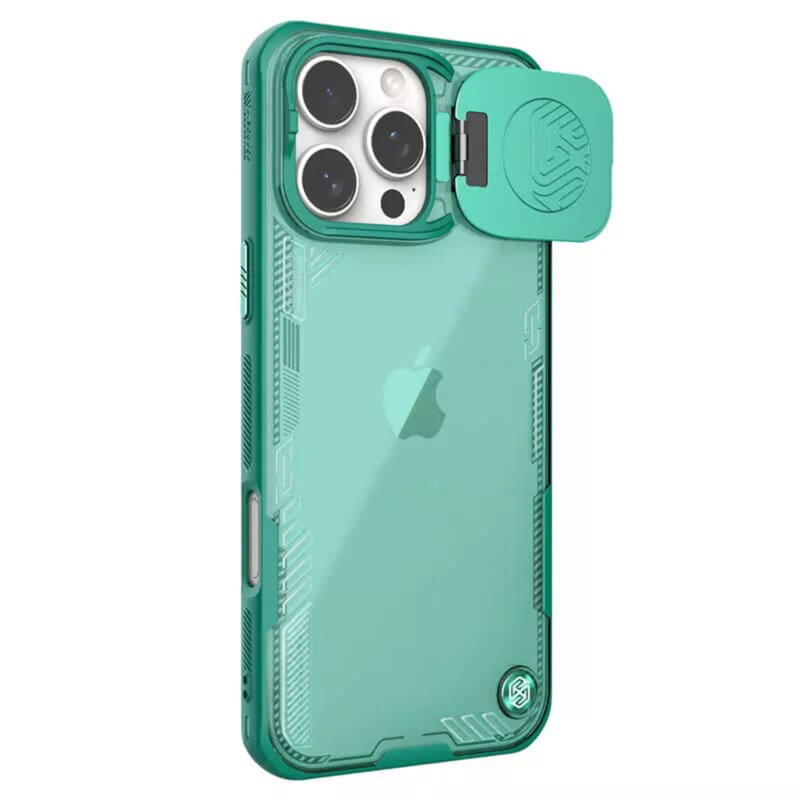 Husa iPhone 16 Pro Max Nillkin Iceblade Prop Magnetic, fara decupaj camera, verde