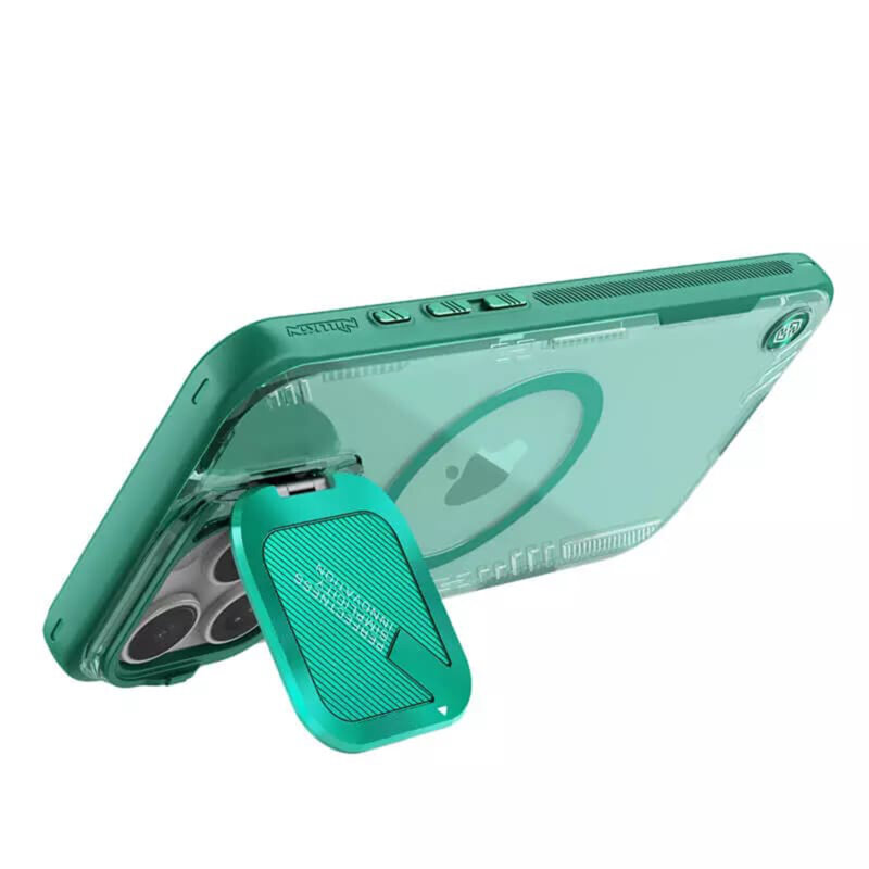 Husa iPhone 16 Pro Max Nillkin Iceblade Prop Magnetic, fara decupaj camera, verde