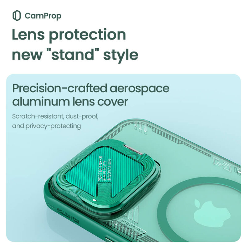 Husa iPhone 16 Pro Max Nillkin Iceblade Prop Magnetic, fara decupaj camera, verde