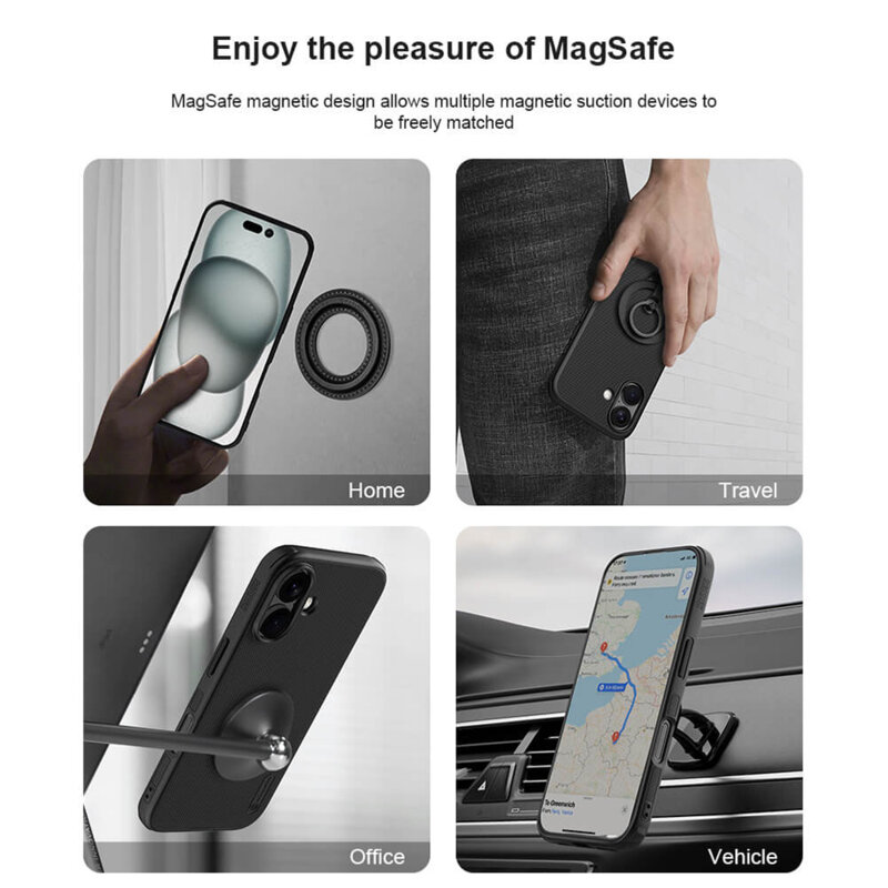 Husa iPhone 16 Nillkin Super Frosted Shield Pro Magnetic, negru