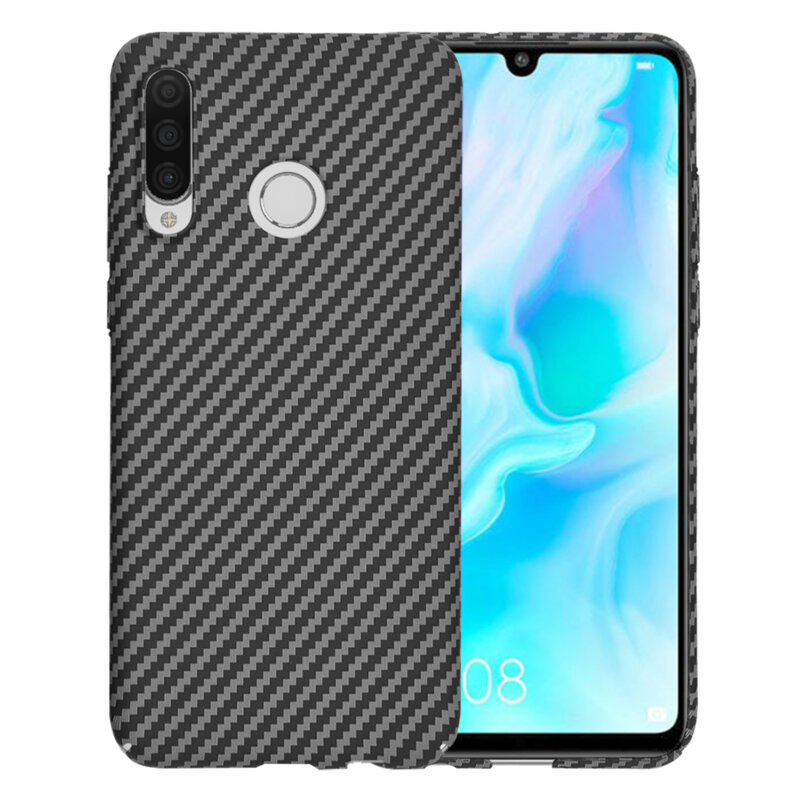 Husa Huawei P30 Lite New Edition Techsuit Carbonite FiberShell, negru
