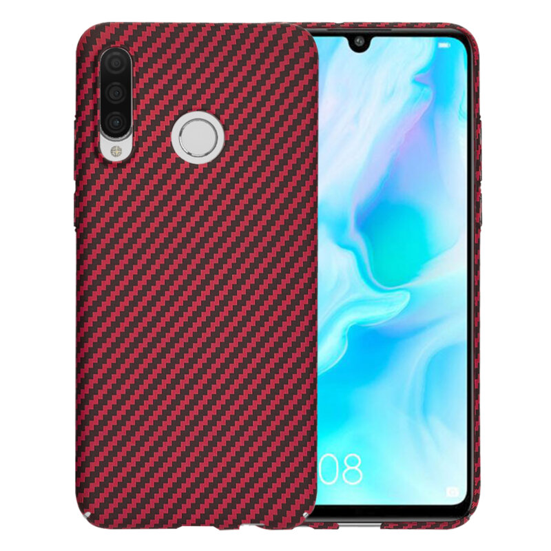 Husa Huawei P30 Lite New Edition Techsuit Carbonite FiberShell, rosu