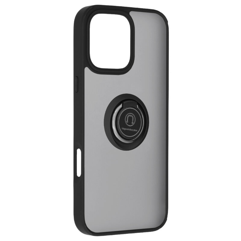 Husa iPhone 16 Pro Max Techsuit Glinth cu inel suport stand magnetic, negru