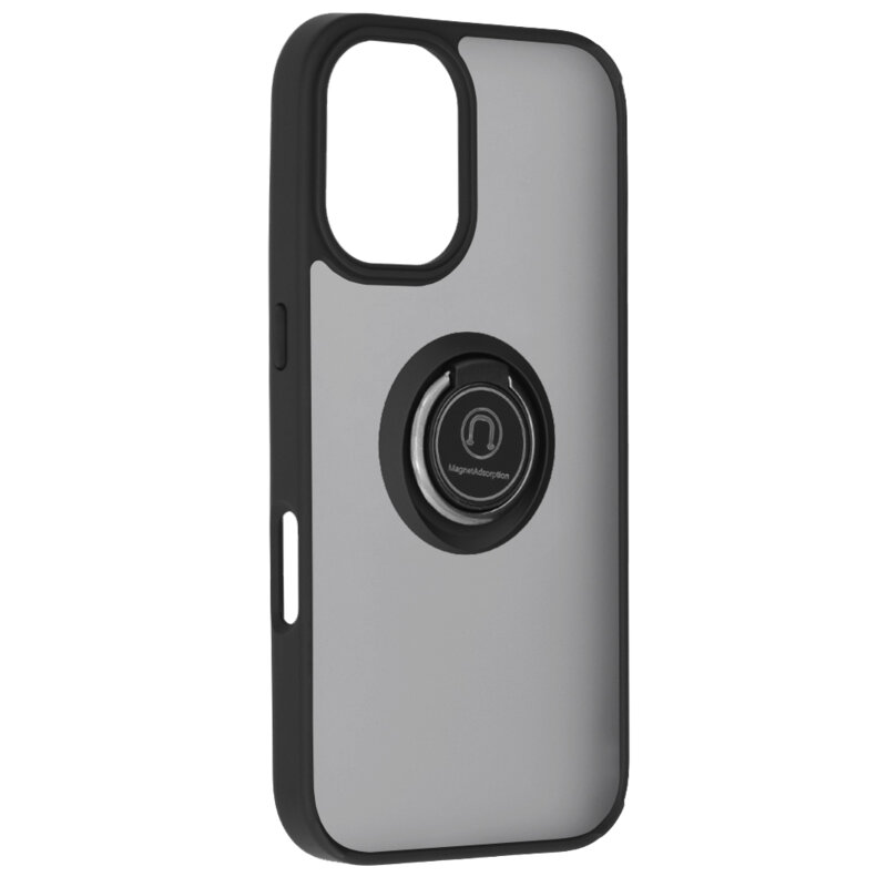 Husa iPhone 16 Techsuit Glinth cu inel suport stand magnetic, negru