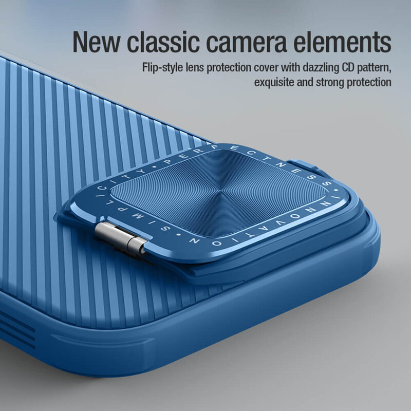 Husa iPhone 16 Pro Nillkin CamShield Prop Magnetic, albastru