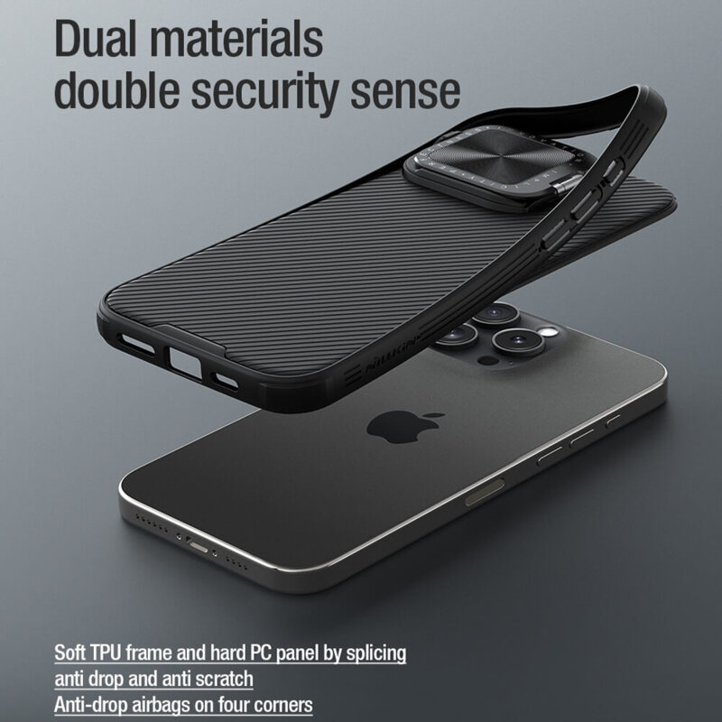 Husa iPhone 16 Pro Max Nillkin CamShield Prop Magnetic, negru