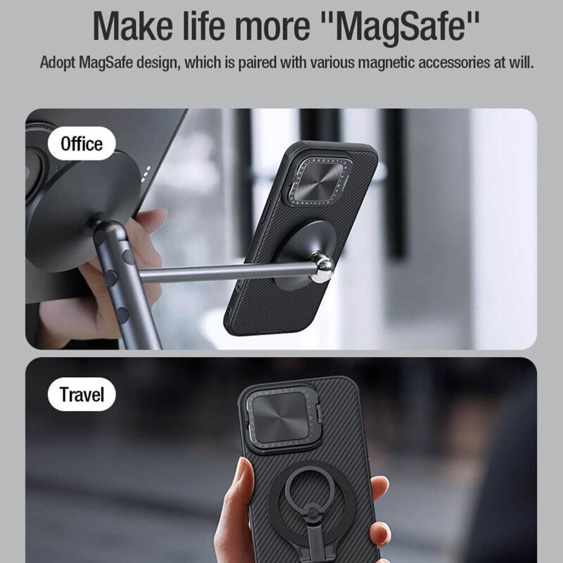 Husa iPhone 16 Pro Nillkin CamShield Prop Magnetic, negru