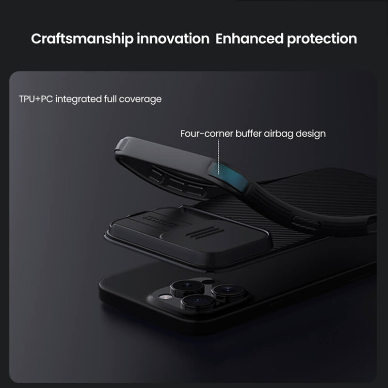 Husa iPhone 16 Pro Nillkin CamShield Pro, negru
