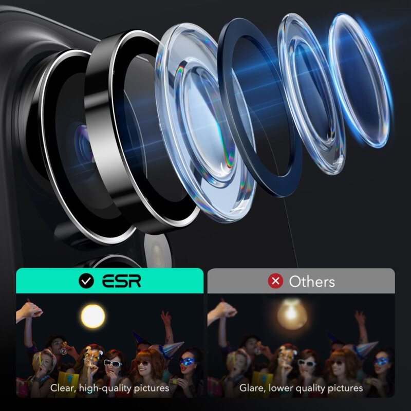 Folie sticla camera iPhone 16 Plus ESR Armorite Camera Lens Protectors, negru