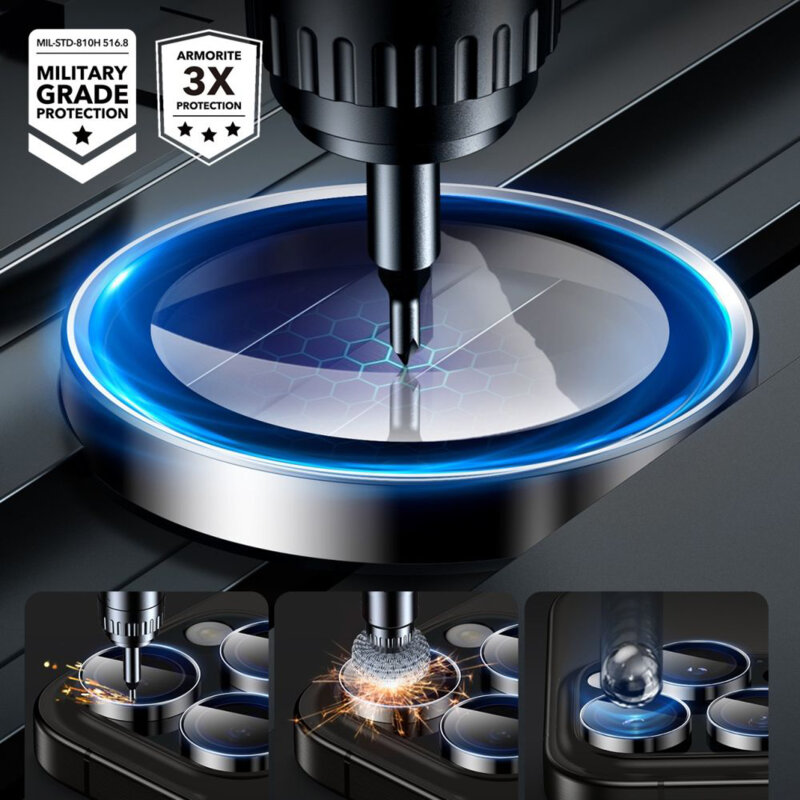 Folie sticla camera iPhone 16 Pro ESR Armorite Camera Lens Protectors, negru