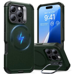 Husa iPhone 16 Pro ESR Cyber Armor Kickstand, verde