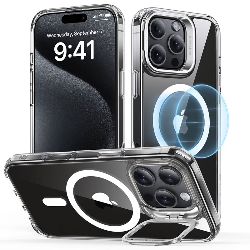 Husa iPhone 16 Pro Max ESR Classic Hybrid HaloLock Kickstand, transparenta