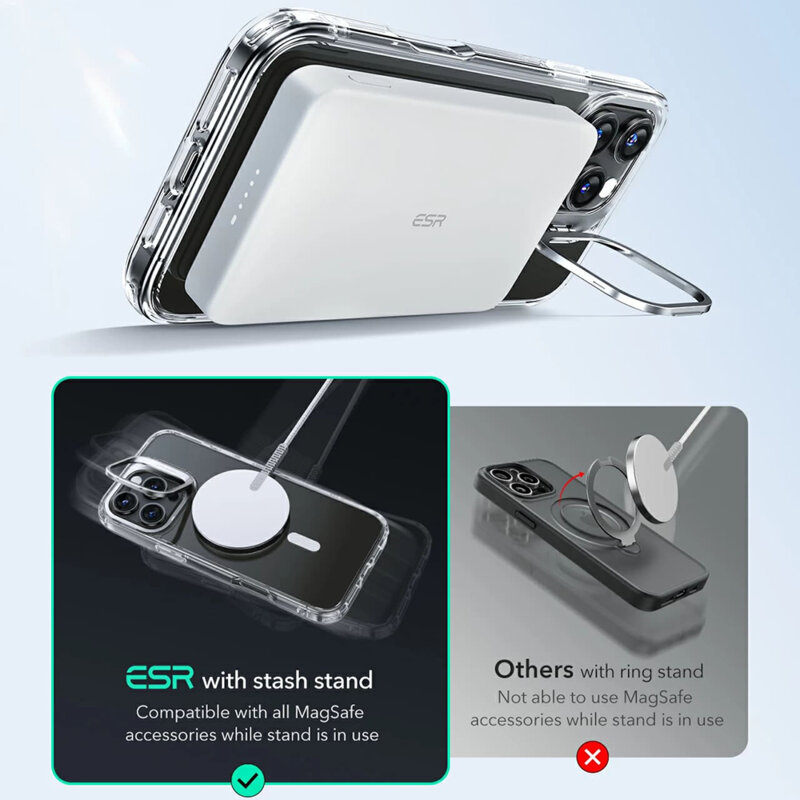Husa iPhone 16 Pro Max ESR Classic Hybrid HaloLock Kickstand, transparenta