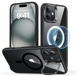 Husa iPhone 16 ESR Classic Hybrid HaloLock Kickstand, negru/transparenta