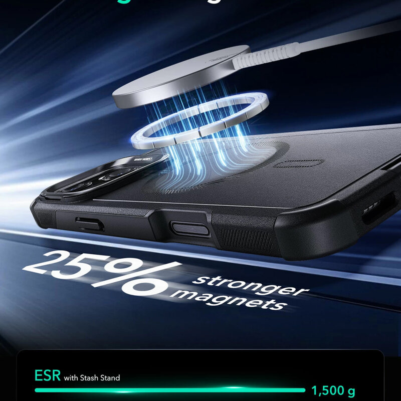 Husa iPhone 16 ESR Cyber Armor Kickstand, albastru