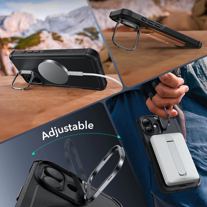 Husa iPhone 16 ESR Cyber Armor Kickstand, albastru