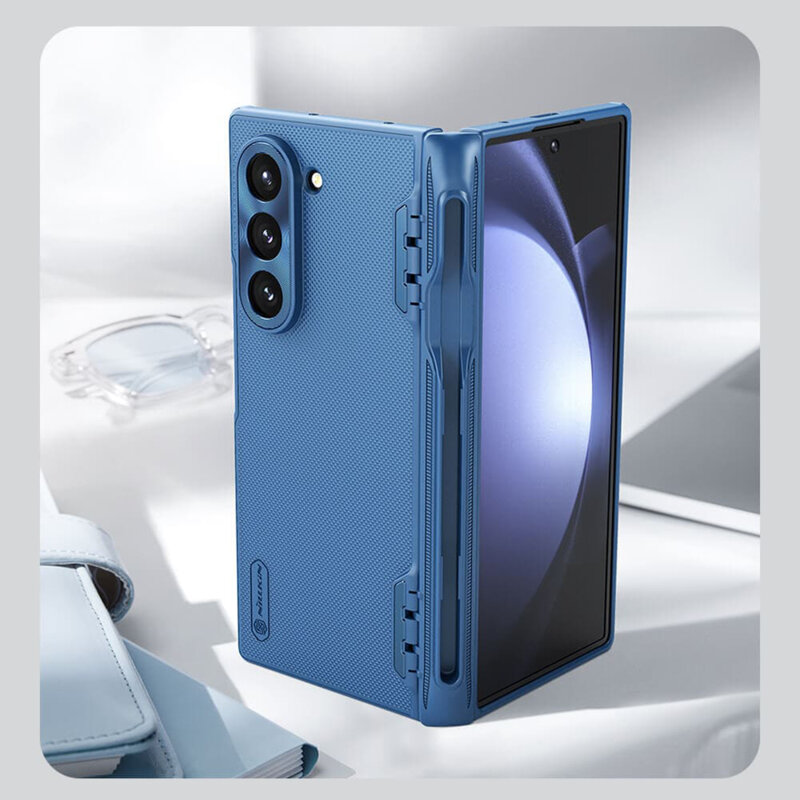 Husa Samsung Galaxy Z Fold6 Nillkin Super Frosted Shield Pen, albastru