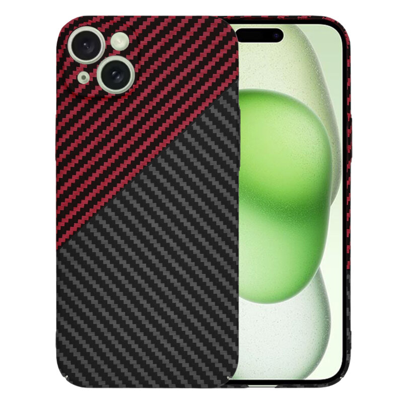 Husa iPhone 15 Plus Techsuit Carbonite FiberShell, rosu inchis