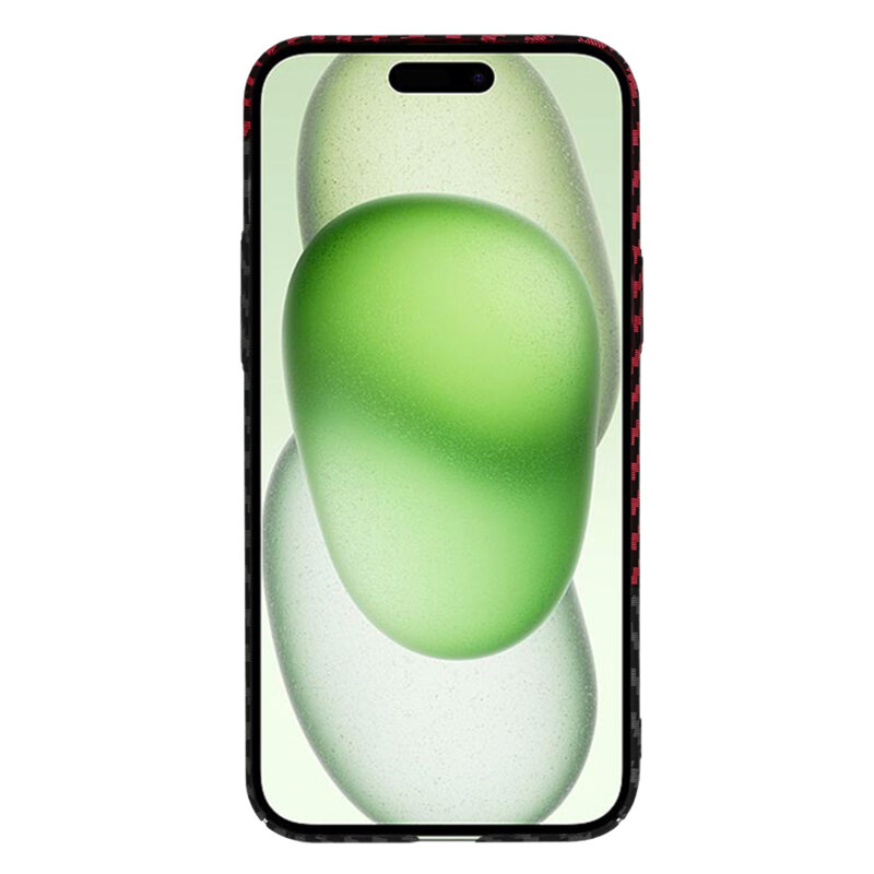 Husa iPhone 15 Plus Techsuit Carbonite FiberShell, rosu inchis
