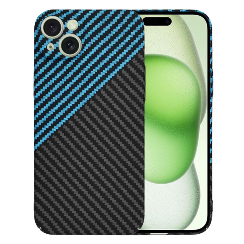 Husa iPhone 15 Plus Techsuit Carbonite FiberShell, bleu