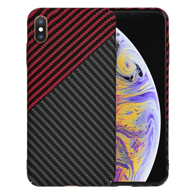 Husa iPhone XS Max Techsuit Carbonite FiberShell, rosu inchis