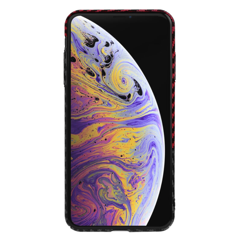 Husa iPhone XS Max Techsuit Carbonite FiberShell, rosu inchis