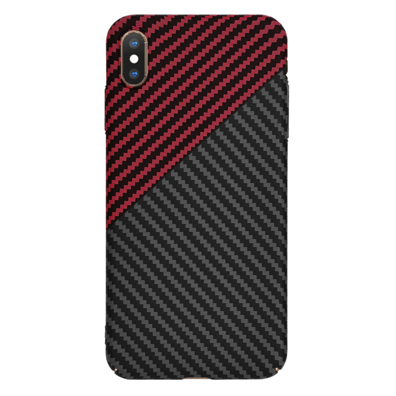 Husa iPhone XS Max Techsuit Carbonite FiberShell, rosu inchis