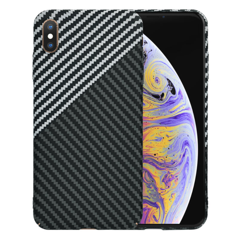 Husa iPhone XS Max Techsuit Carbonite FiberShell, gri