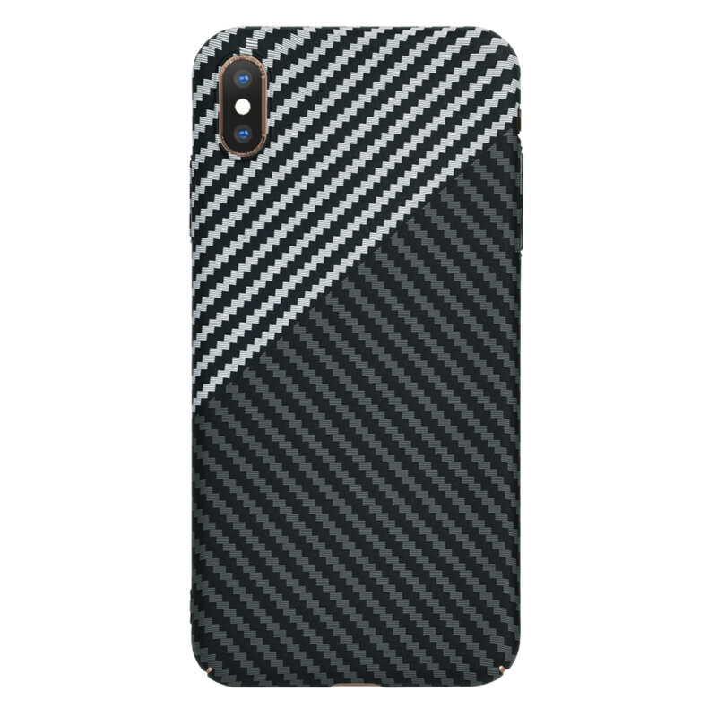 Husa iPhone XS Max Techsuit Carbonite FiberShell, gri