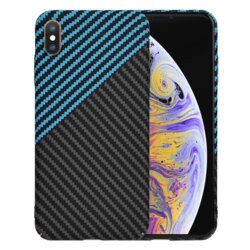 Husa iPhone XS Max Techsuit Carbonite FiberShell, bleu