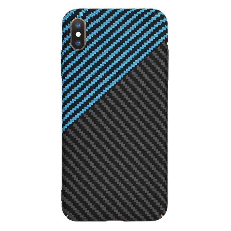 Husa iPhone XS Max Techsuit Carbonite FiberShell, bleu