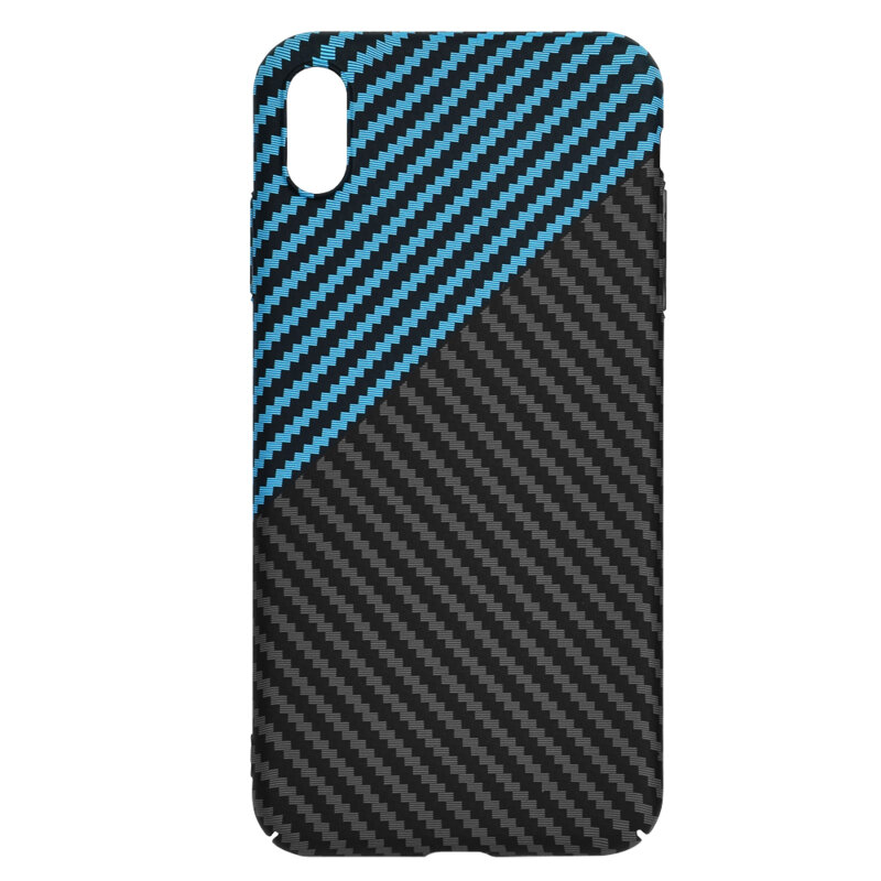 Husa iPhone XS Max Techsuit Carbonite FiberShell, bleu