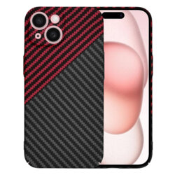Husa iPhone 15 Techsuit Carbonite FiberShell, rosu inchis