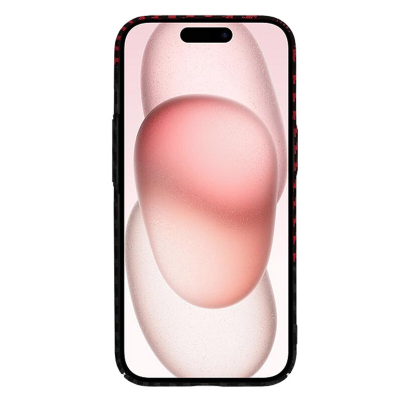 Husa iPhone 15 Techsuit Carbonite FiberShell, rosu inchis