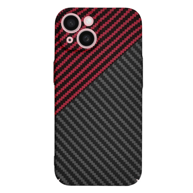 Husa iPhone 15 Techsuit Carbonite FiberShell, rosu inchis