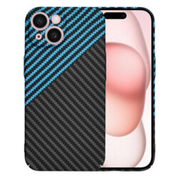 Husa iPhone 15 Techsuit Carbonite FiberShell, bleu