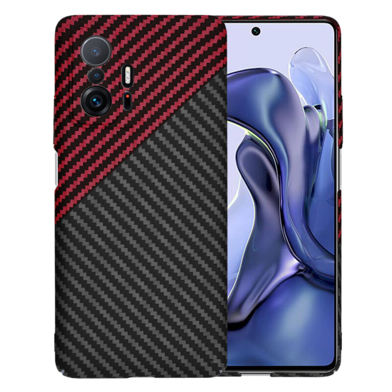 Husa Xiaomi 11T Techsuit Carbonite FiberShell, rosu inchis