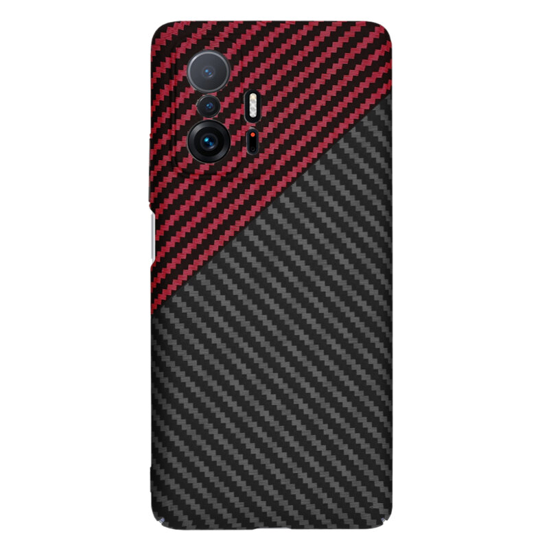 Husa Xiaomi 11T Techsuit Carbonite FiberShell, rosu inchis