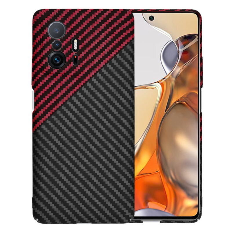 Husa Xiaomi 11T Pro Techsuit Carbonite FiberShell, rosu inchis