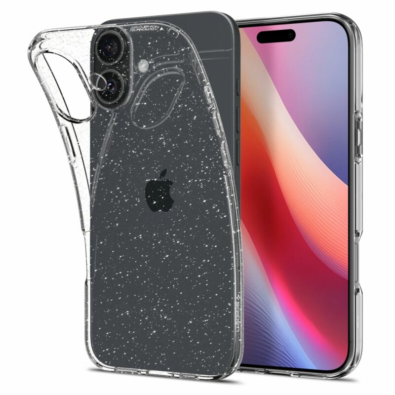 Husa iPhone 16 Spigen Liquid Crystal Glitter, Crystal Quartz