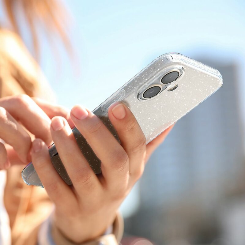 Husa iPhone 16 Spigen Liquid Crystal Glitter, Crystal Quartz