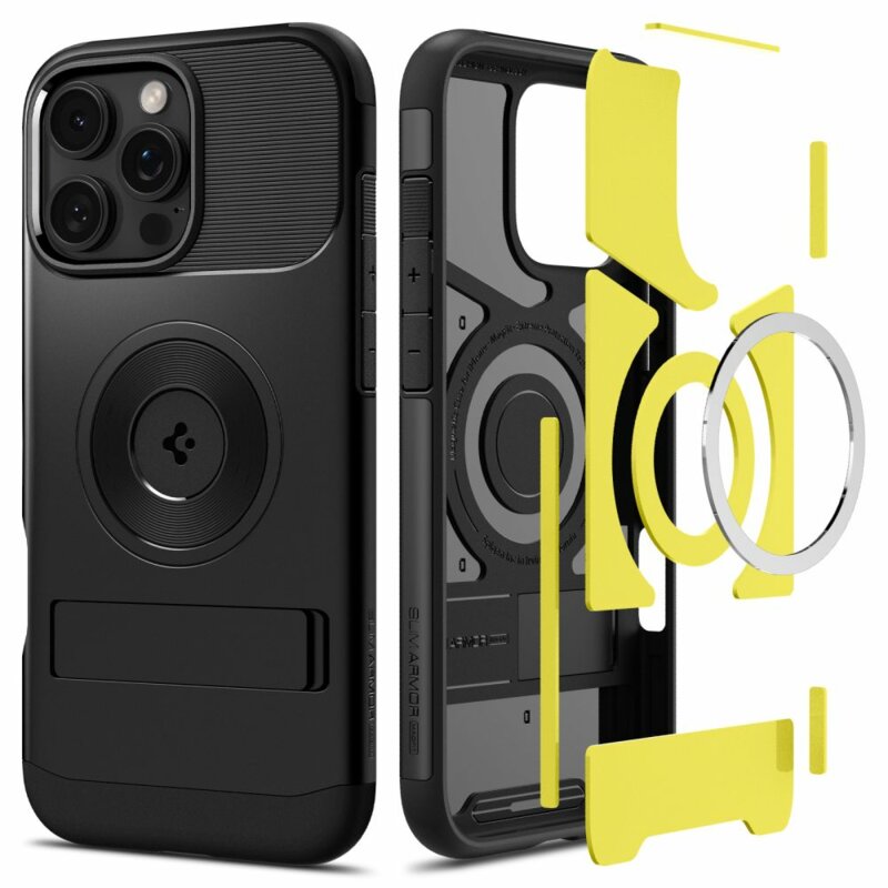 Husa iPhone 16 Pro Max Spigen Slim Armor MagSafe, negru